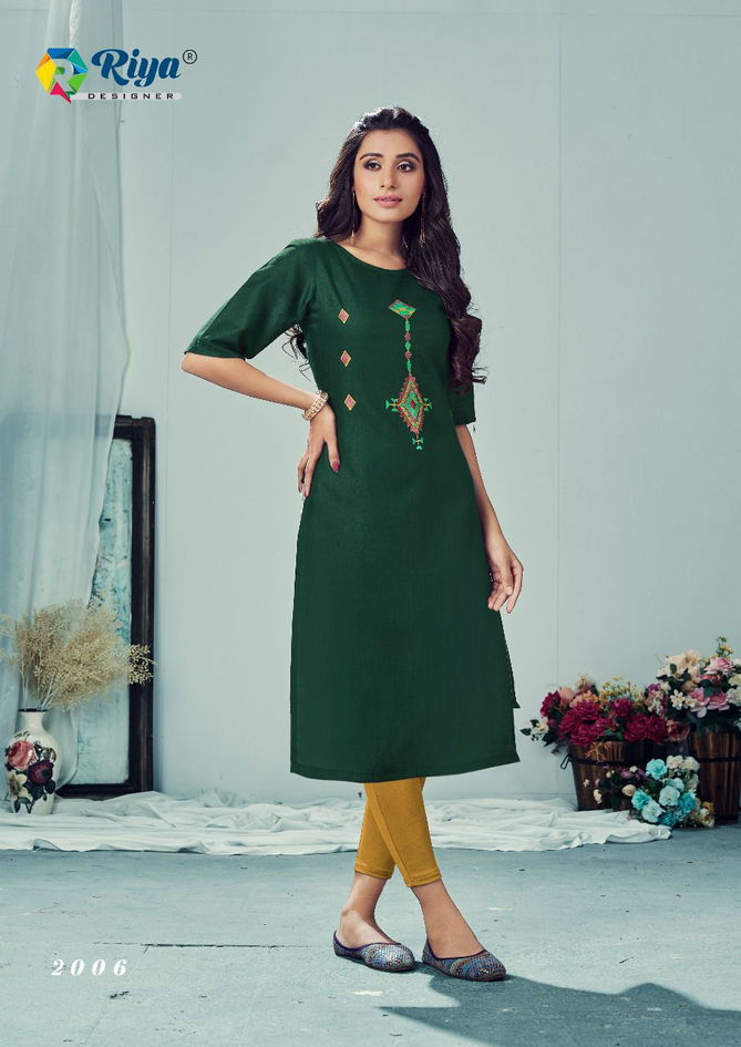 Riya Aafreen 2 Regular Wear Cotton Embroidery Latest Kurti Collection